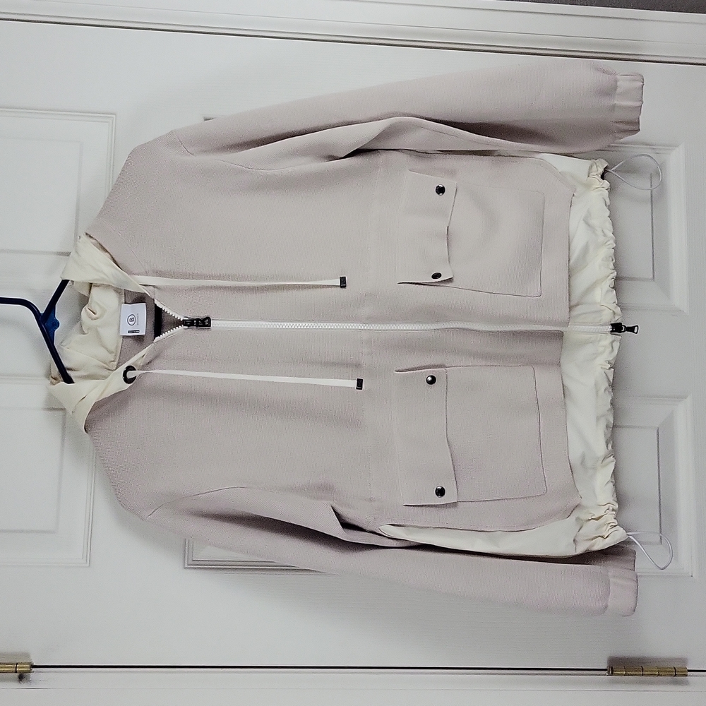 Bogner Neutral Cream Knit and Nylon Jacket Size 4